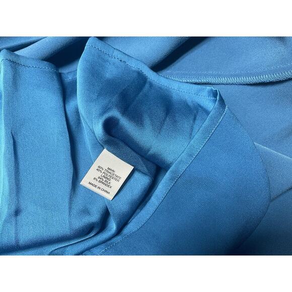 ST. JOHN Blue Ruched Knit Silk Blend Sheath Dress Size 4 - Picture 9 of 13